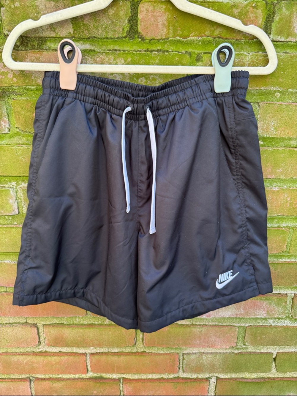 Nike Black Shorts with White Drawstring and Logo